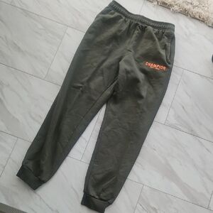 Champion Dark Green Joggers with Orange Logo